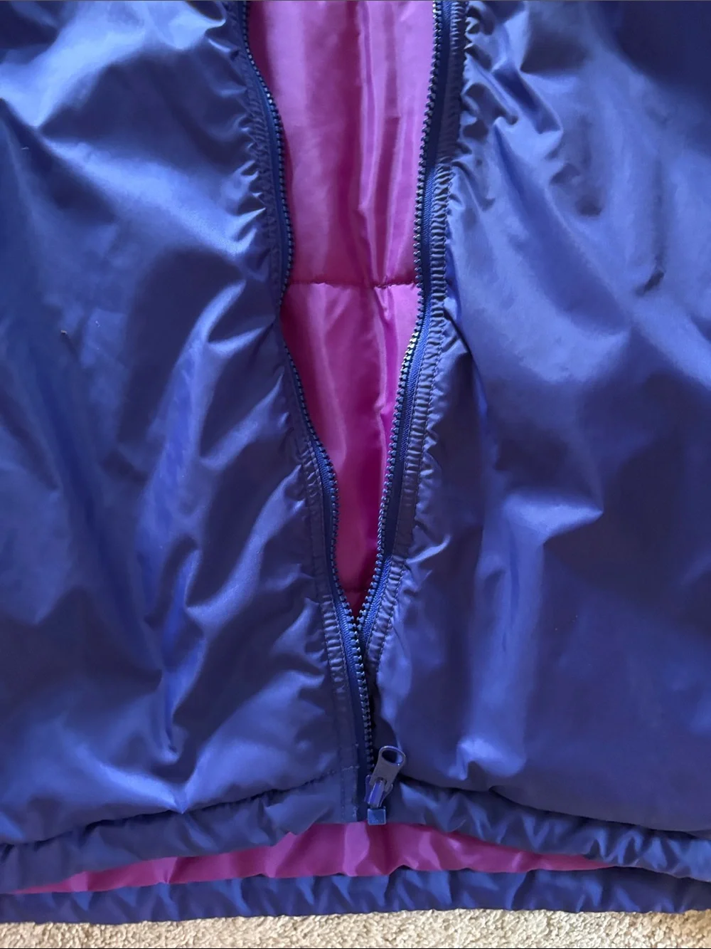 Columbia Navy and Purple Colorblock womens winter Jacket with removable liner.